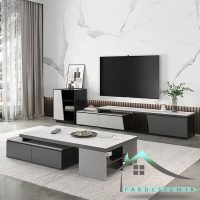 ست میز تلویزیون و جلومبلی هایگلاس fabset-146